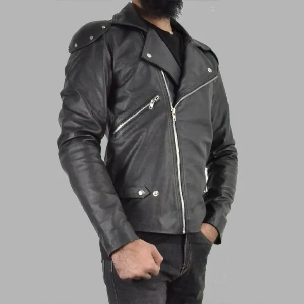 Mel Gibson Black Leather Biker Jacket