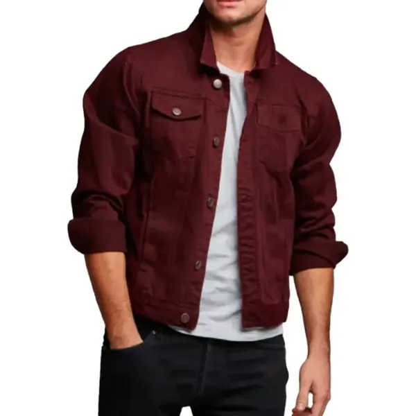 Burgundy Denim Jacket