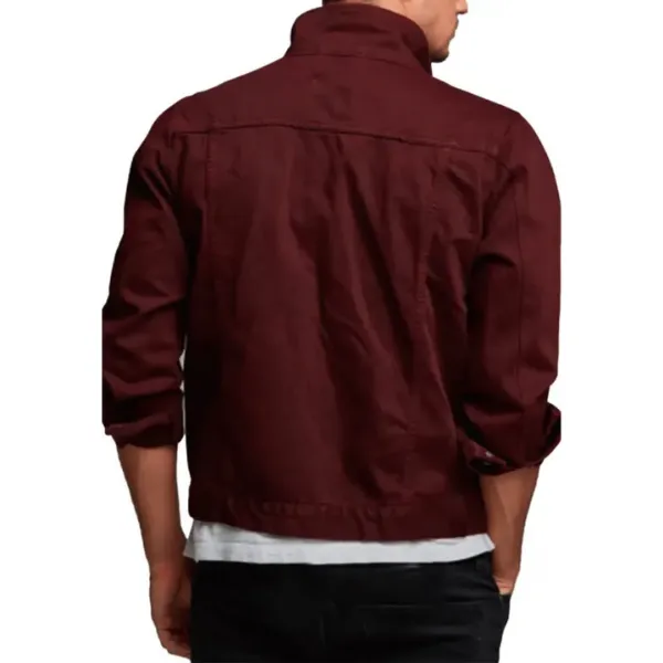 Denim Burgundy Casual Jacket