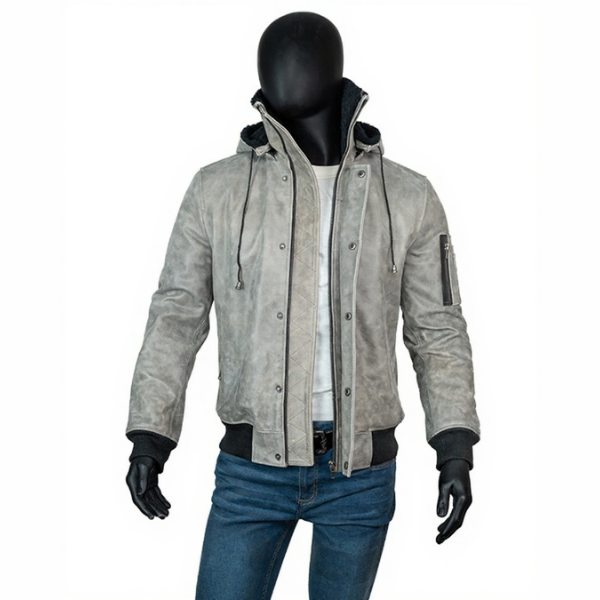 Mens Grey Suede Leather Jacket