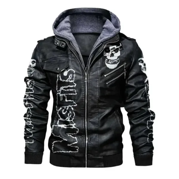 Men's Skull Misfits Black Leather Jacket