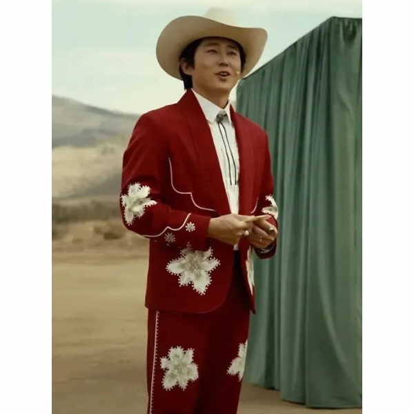 Nope 2022 Steven Yeun Cowboy Red Suit