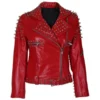 Red Leather Spike Jacket