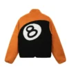 Stussy 8 Ball Sherpa Orange Fleece Jacket