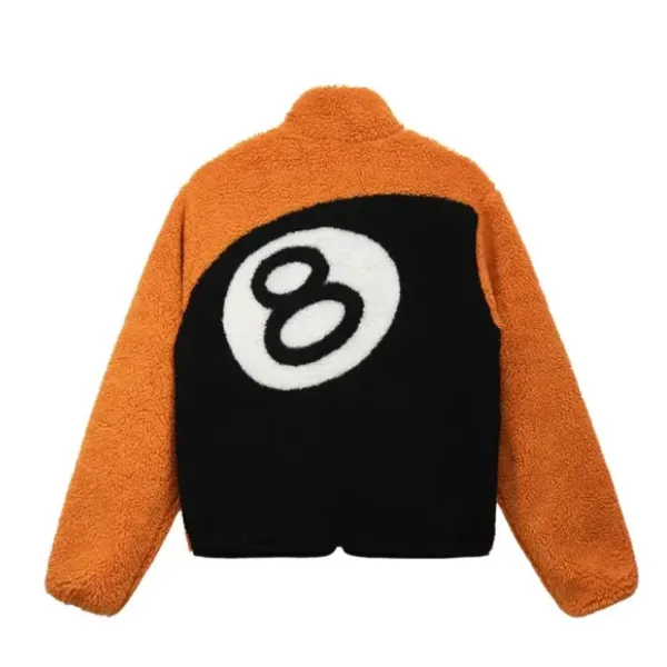 Stussy 8 Ball Sherpa Orange Fleece Jacket