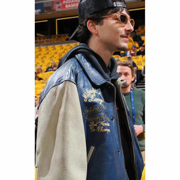 Timothee Chalamet Vintage 90s Midnight Sun League Avirex Letterman Leather Jacket