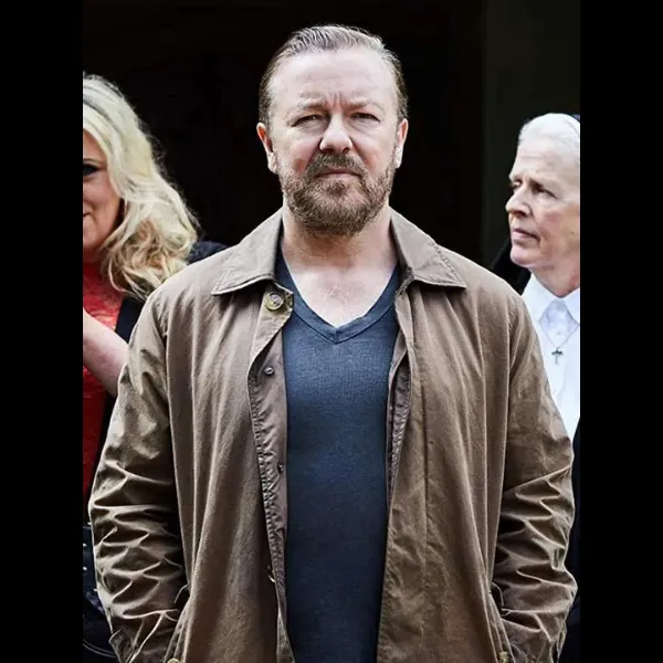 After Life Ricky Gervais Cotton Brown Jacket
