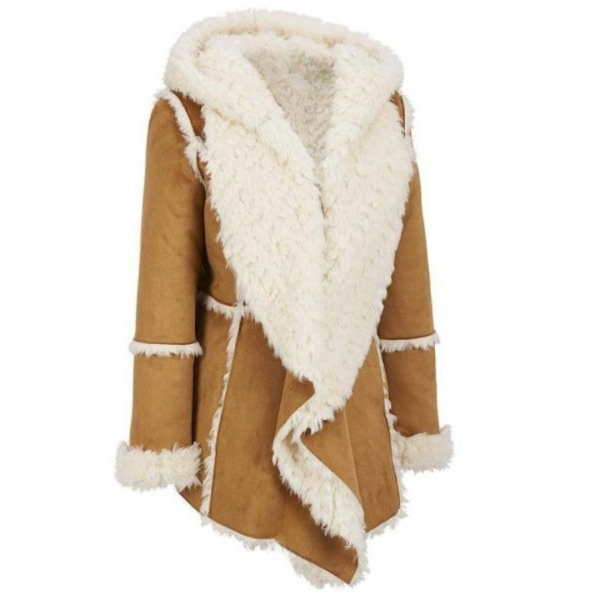 Women’s Brown Leather Suede Faux Fur Overcoat