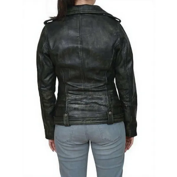 Brie Larson Distressed Leather Jacket