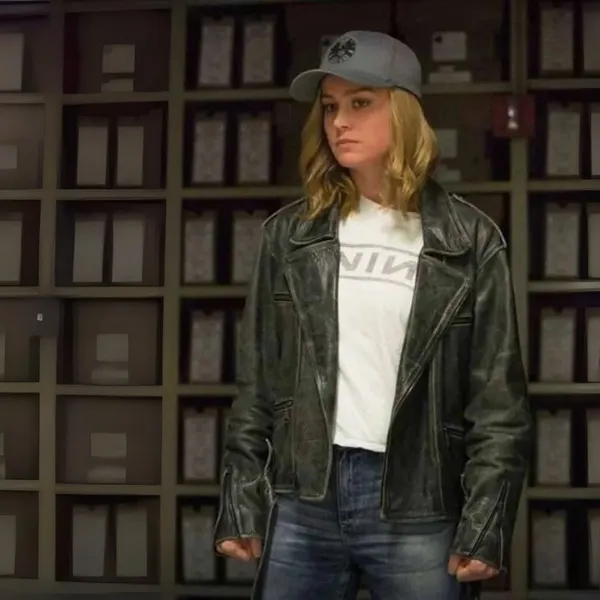 Captain Marvel Distressed Leather Jacket