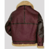 Burgundy Black Shearling Bomber Jacket