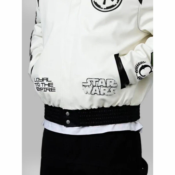 Mens Wars Galactic Empire White & Black Leather Jacket