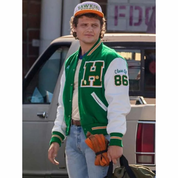 Joseph Quinn Stranger Things S04 Green Letterman Jacket