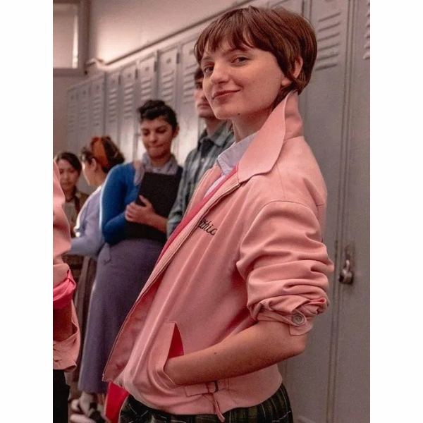 Pink Ladies Satin Bomber Jacket