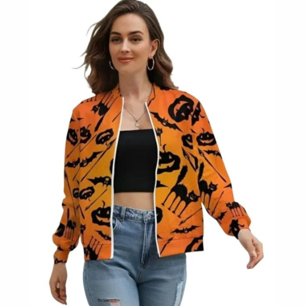 Pumpkin Print Jacket For Halloween