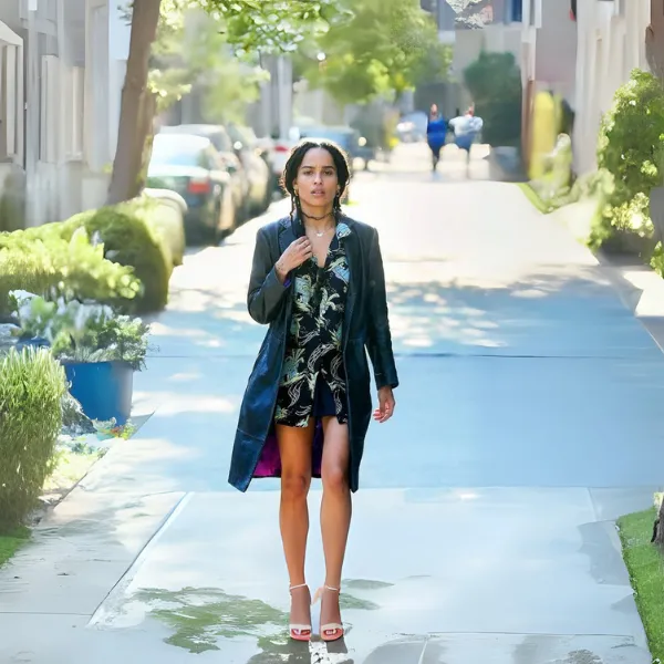 Zoe Kravitz Leather Coat