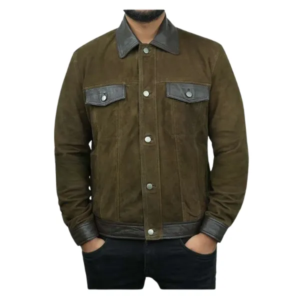 Glen Powell Green Suede Jacket