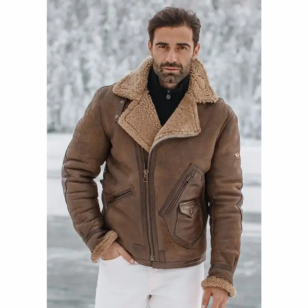 Shearling Aviator Leather Jacket