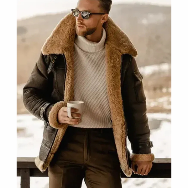 Belted Shearling Leather Jacket