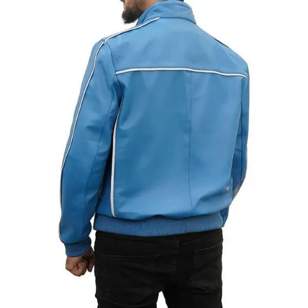 Blue Leather Bomber Jacket Ryan Gosling
