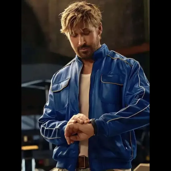 Ryan Gosling Blue Leather Jacket
