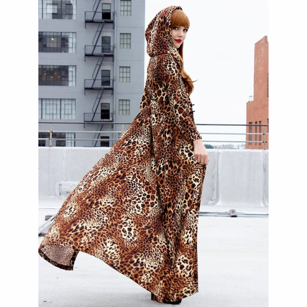 Leopard Print Hooded Coat