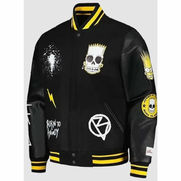 Simpsons Black Leather Sleeves Jacket