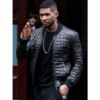 Black Quilted Leather Bomber Jacket