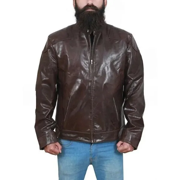 Venom Brown Leather Jacket On Sale