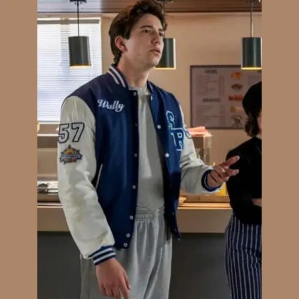 School Spirits 2023 Blue And White Varsity Jacket
