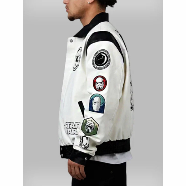 Wars Galactic Empire White & Black Leather Jacket On Sale