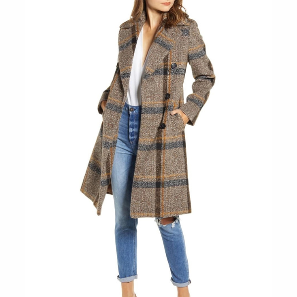 Plaid Tweed Trench Coat On Sale