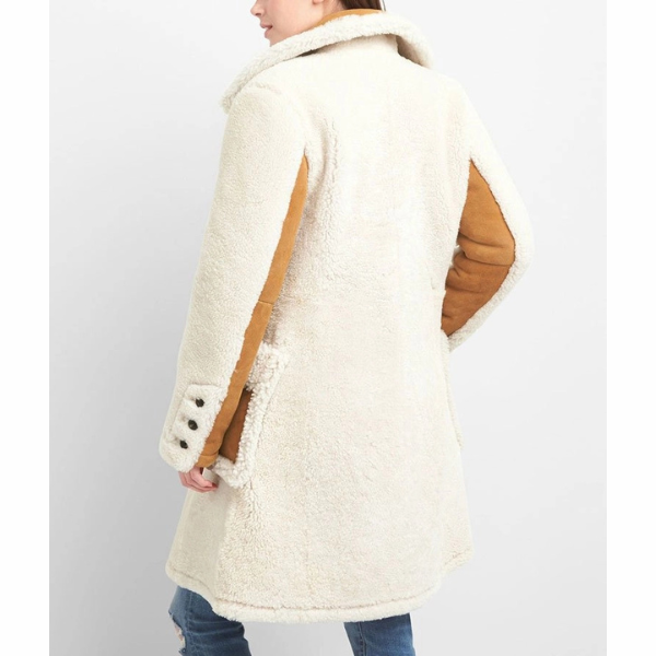 Double-Breasted Shearling Coat For Women