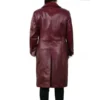 Zendaya burgundy Trench Leather Coat