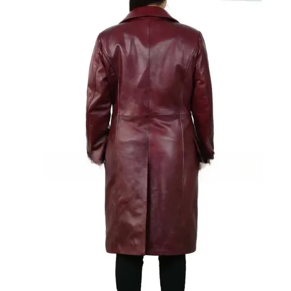 Zendaya burgundy Trench Leather Coat