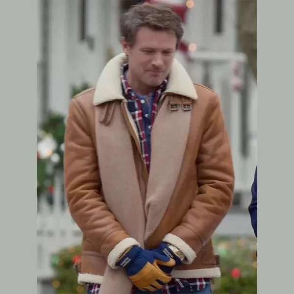 Believe In Christmas Brown Leather Jacket