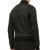 Shop Men Black Quilted Leather Bomber Jacket