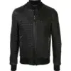Men Black Bomber Quilted Leather Jacket