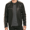 Men Black Motorcycle Leather Jacket