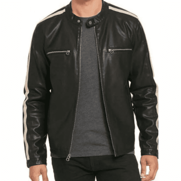 Men Black Motorcycle Leather Jacket