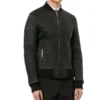Men Bomber Quilted Leather Jacket
