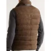 Get Men Brown Suede Puffer Vest
