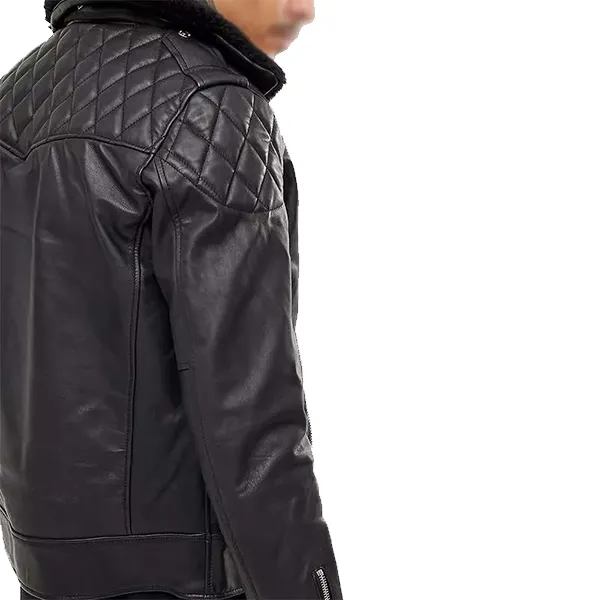 Get Mens Biker Leather Jacket With Fur Collar