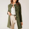 Women’s Green Round Neck Long Coat