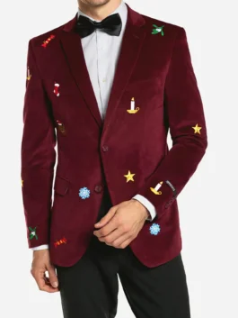 Men’s Burgundy Christmas Blazer