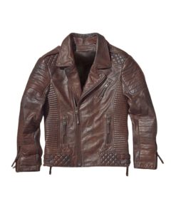 Men Waxed Brown Biker Leather Jacket