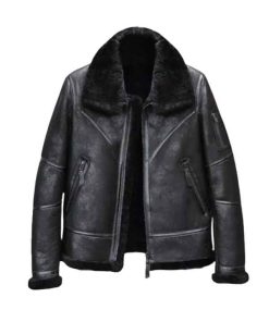Men’s Aviator Fur Bomber Leather Jacket