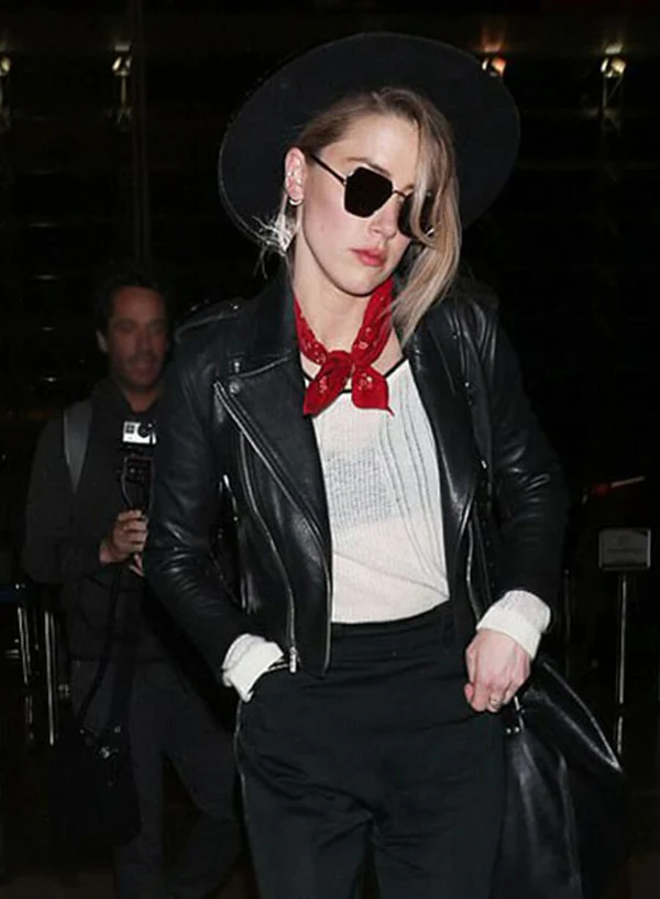 Amber Heard Black Leather Jacket