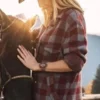 beth-dutton-yellowstone-plaid-maroon-coat