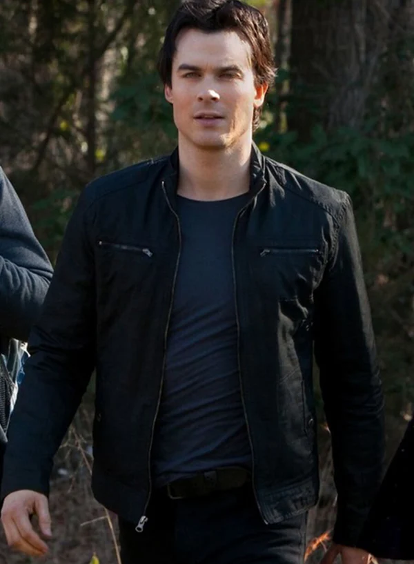 Damon Salvatore Black Leather Jacket